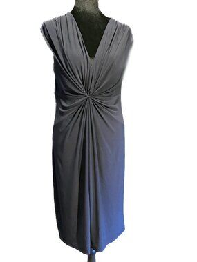 Chaps Navy Knot-Front Sleeveless Midi Dress